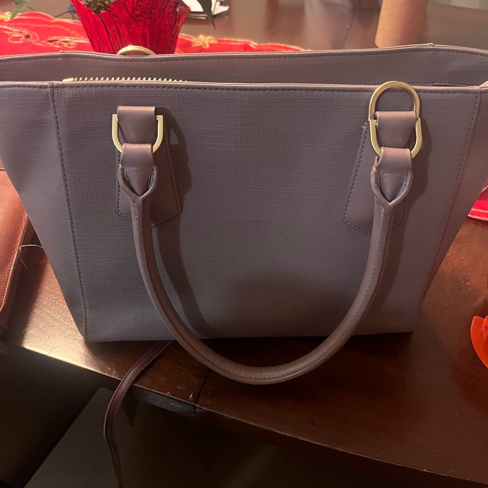 Dagne Dover Mauve Purple Tote with Gold Hardware